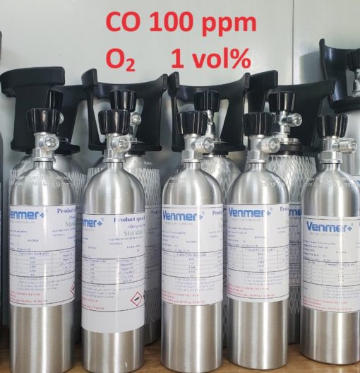 Bình khí CO 100 ppm O2 1 vol%