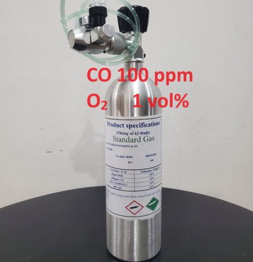 Bình khí CO 100 ppm O2 1 vol%