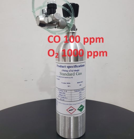 Bình khí CO 100 ppm O2 1000 ppm