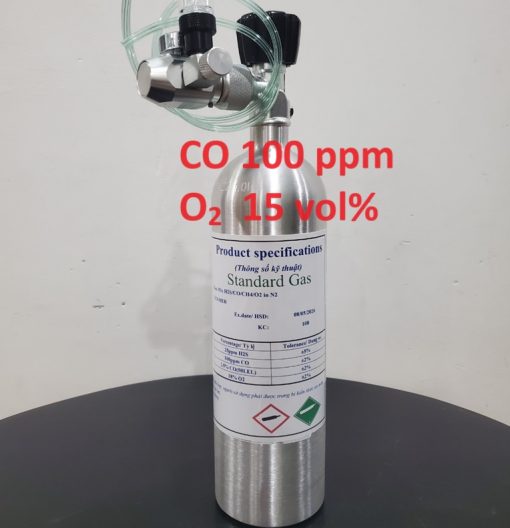 Bình khí CO 100 ppm O2 15 vol%