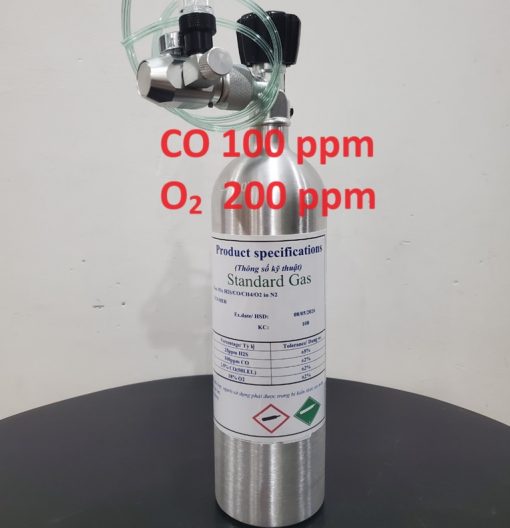 Bình khí CO 100 ppm O2 200 ppm