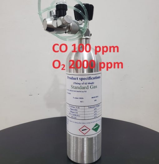 Bình khí CO 100 ppm O2 2000 ppm