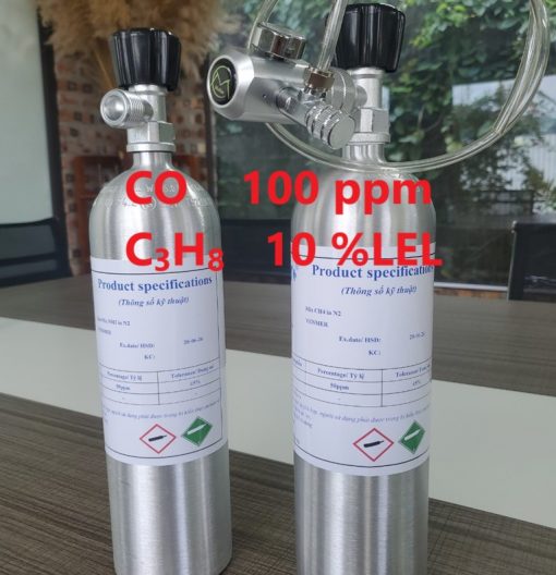 Chai khí CO 100 ppm C3H8 10 %LEL hiệu chuẩn