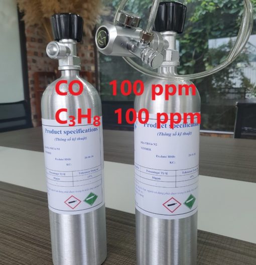 Chai khí CO 100 ppm C3H8 100 ppm hiệu chuẩn