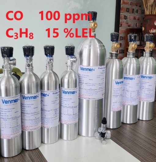 Chai khí CO 100 ppm C3H8 15 %LEL hiệu chuẩn