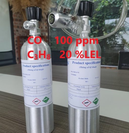 Chai khí CO 100 ppm C3H8 20 %LEL hiệu chuẩn