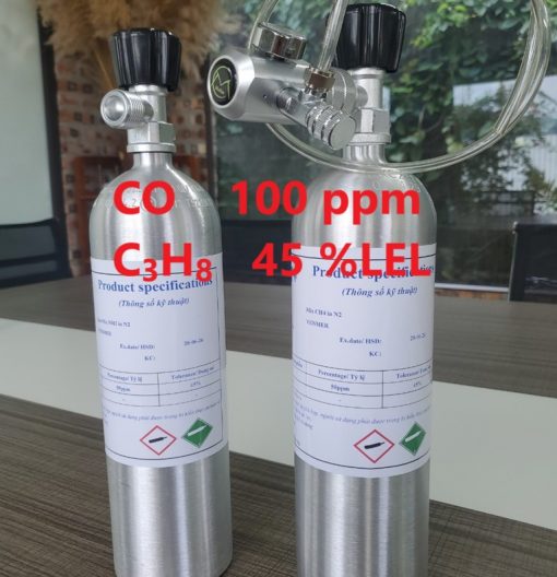 Chai khí CO 100 ppm C3H8 45 %LEL hiệu chuẩn