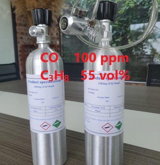 Chai khí CO 100 ppm C3H8 55 vol% hiệu chuẩn