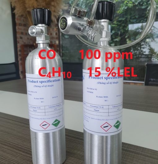 Chai khí CO 100 ppm C4H10 15 %LEL hiệu chuẩn