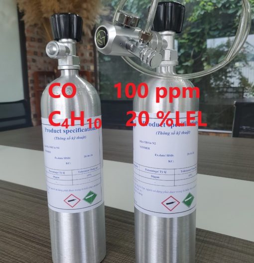 Chai khí CO 100 ppm C4H10 20 %LEL hiệu chuẩn