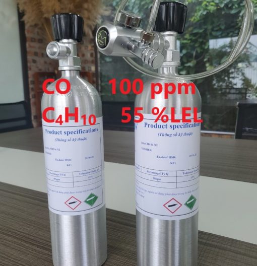 Chai khí CO 100 ppm C4H10 55 %LEL hiệu chuẩn