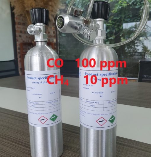 Chai khí CO 100 ppm CH4 10 ppm hiệu chuẩn