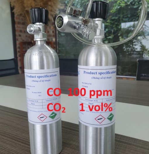 Chai khí CO 100 ppm CO2 1 vol%