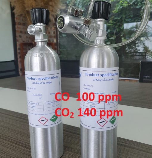 Chai khí CO 100 ppm CO2 140 ppm