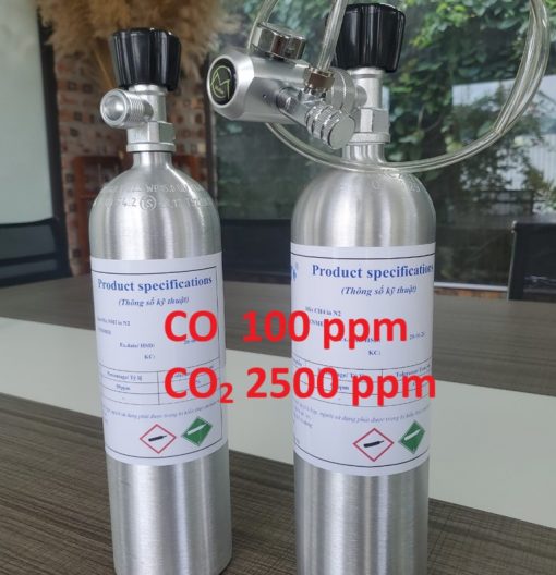 Chai khí CO 100 ppm CO2 2500 ppm