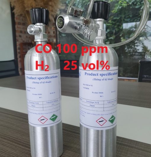 Chai khí CO 100 ppm H2 25 vol% hiệu chuẩn