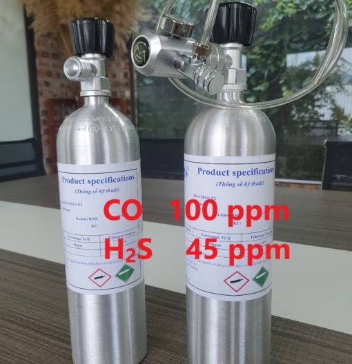 Chai khí CO 100 ppm H2S 45 ppm hiệu chuẩn