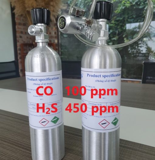 Chai khí CO 100 ppm H2S 450 ppm hiệu chuẩn