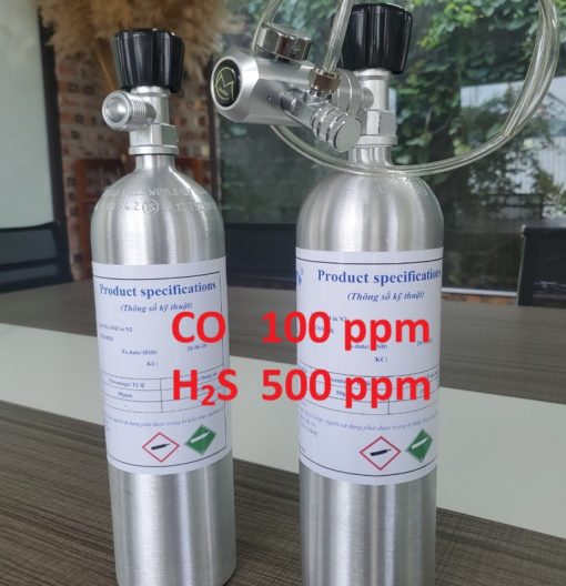 Chai khí CO 100 ppm H2S 500 ppm hiệu chuẩn